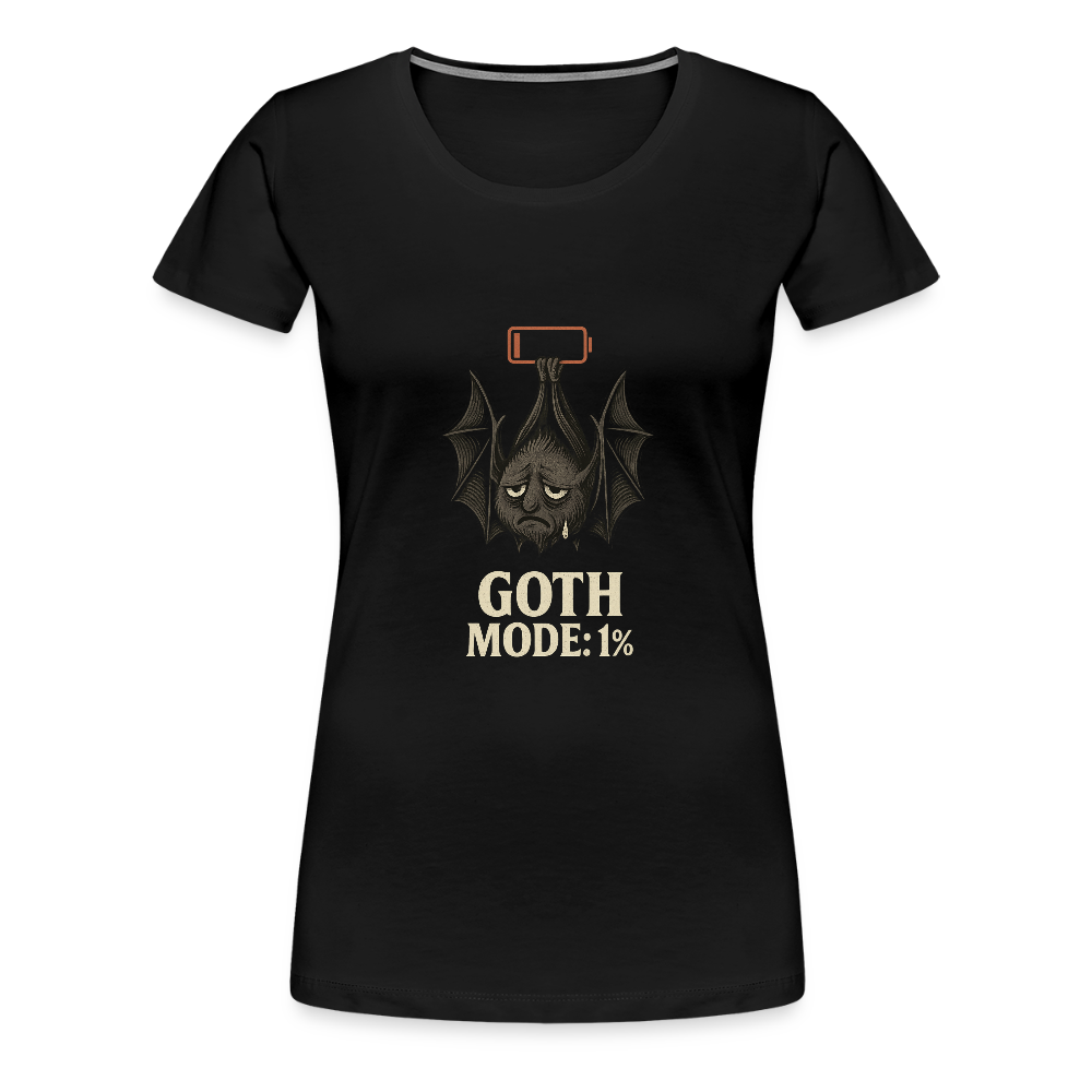 Frauen Premium T-Shirt – Goth Mode 1% – Fledermaus Shirt mit schwarzem Akku-Humor - Schwarz