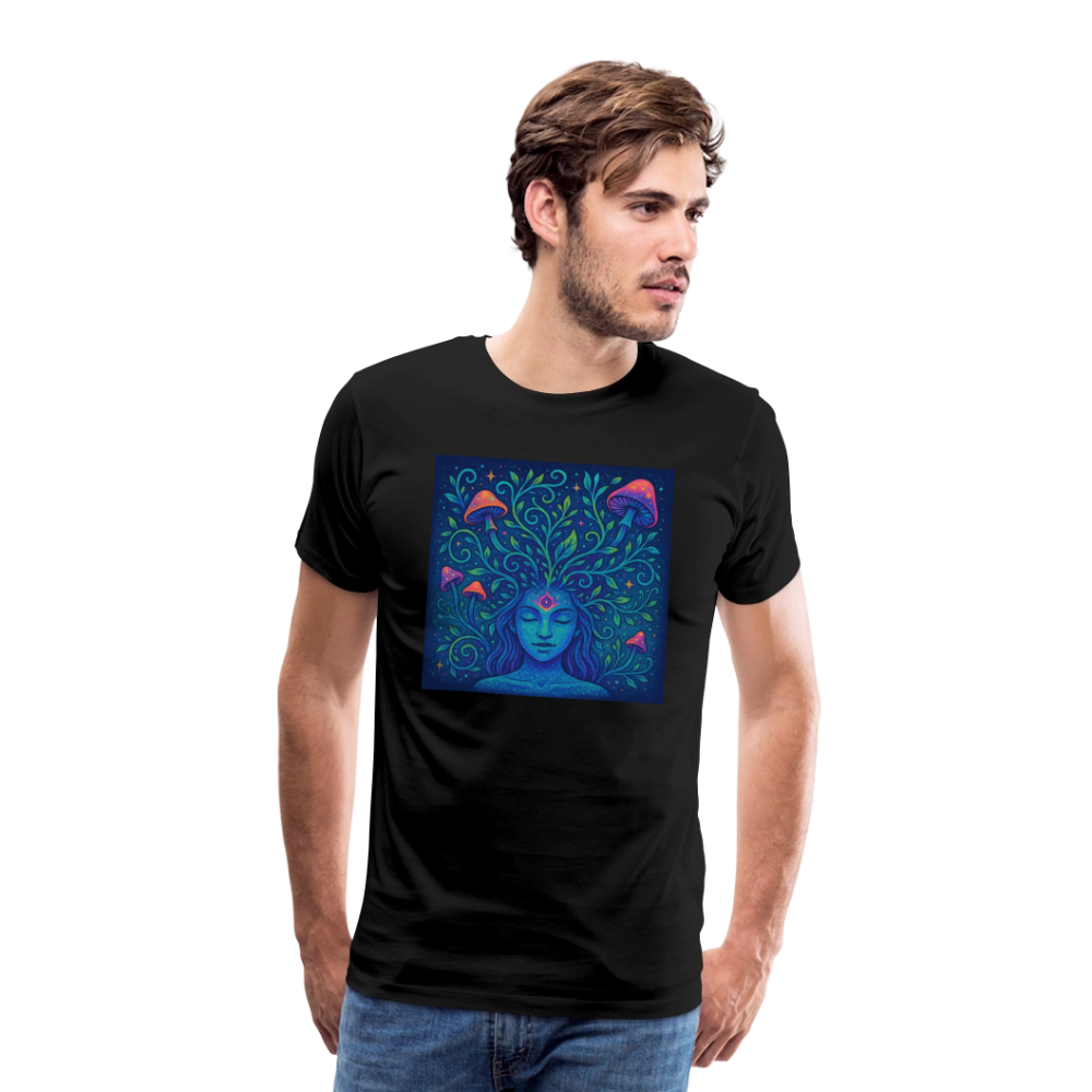 Männer Premium T-Shirt – Flamme des Geistes mit Pilz-Ästen - Schwarz