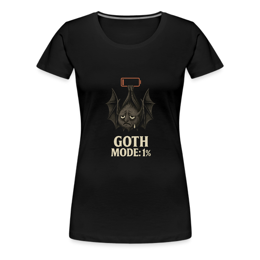 Frauen Premium T-Shirt – Goth Mode 1% – Fledermaus Shirt mit schwarzem Akku-Humor - Schwarz