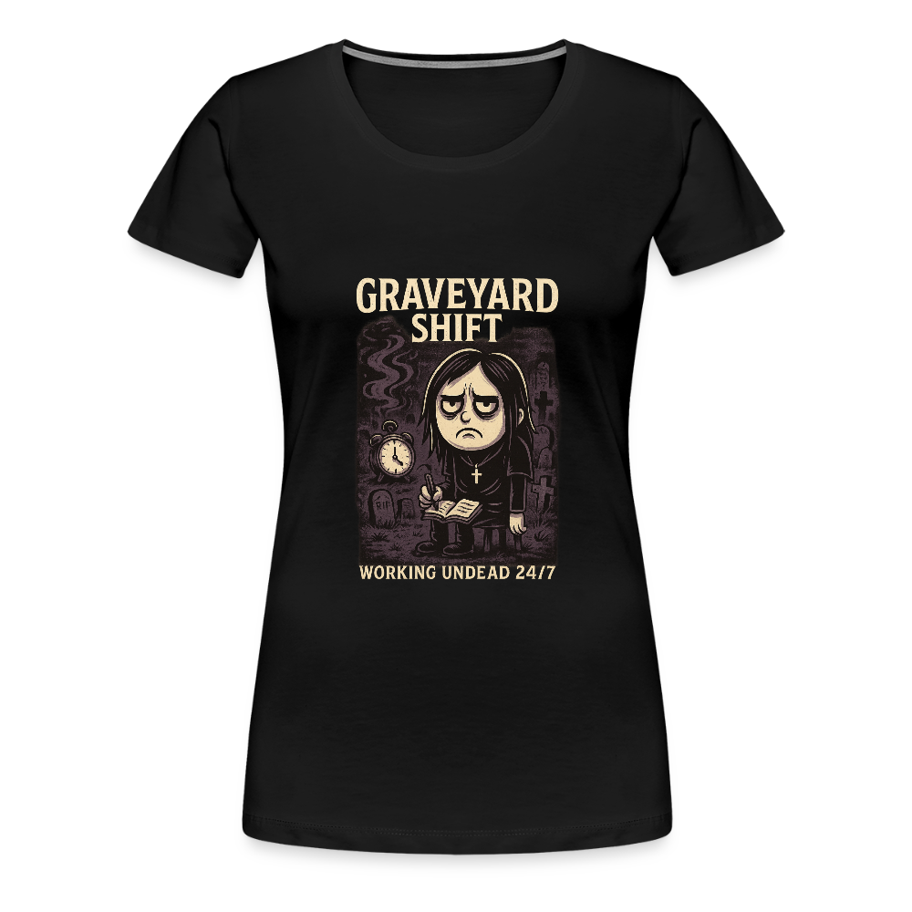 rauen Premium T-Shirt – Graveyard Shift – Gothic Shirt für Nachteulen & Schattenarbeiterinnen - Schwarz