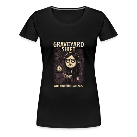 rauen Premium T-Shirt – Graveyard Shift – Gothic Shirt für Nachteulen & Schattenarbeiterinnen - Schwarz