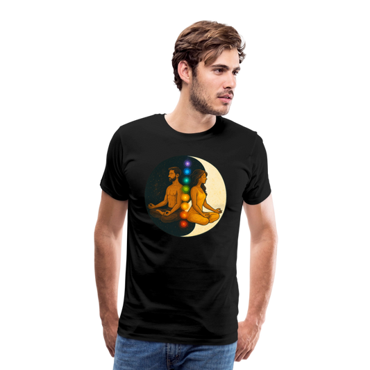 Männer Premium T-Shirt – Yin & Yang Balance mit Chakren-Paar - Schwarz