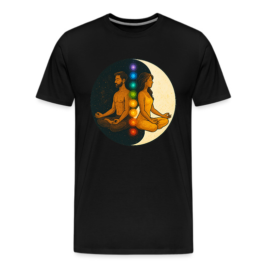 Männer Premium T-Shirt – Yin & Yang Balance mit Chakren-Paar - Schwarz