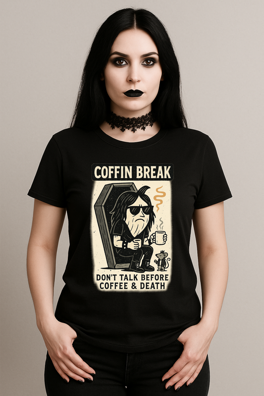 Frauen Premium T-Shirt – Coffin Break – Gothic Shirt für kaffeeverliebte Nachteulen
