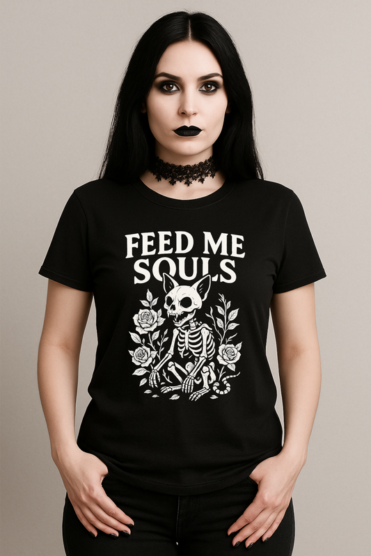 Frauen Premium T-Shirt – Feed Me Souls – Gothic Statement Shirt für dunkle Gemüter