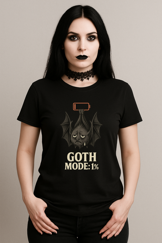 Frauen Premium T-Shirt – Goth Mode 1% – Fledermaus Shirt mit schwarzem Akku-Humor